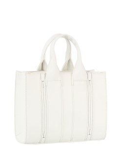 Fashion Faux Tote Satchel Bag GL-0131-M WHITE